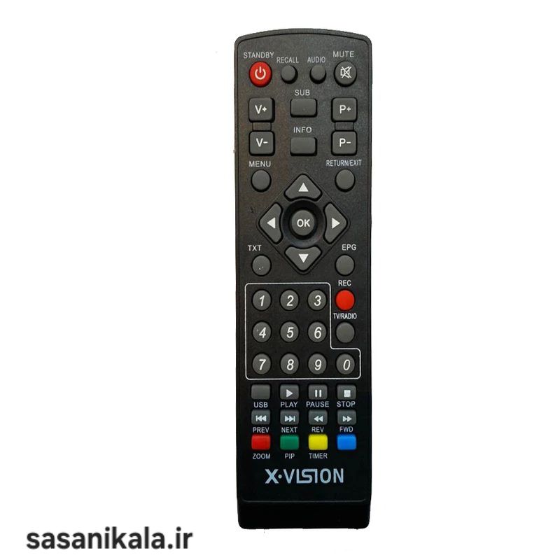 ریموت کنترل ستاپ باکس  برند ایکس ویژن مدلxdvb-373 دکمه قرمز